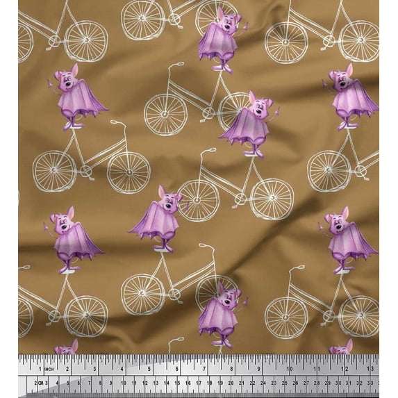 Soimoi Cotton Jersey Fabric Bicycle & Bat Kids Fabric Prints by Yard 58 Inch Wide