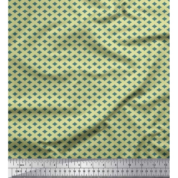 Soimoi Cotton Jersey Fabric Blue Small Motif Shirting Print Fabric by Yard 58 Inch Wide