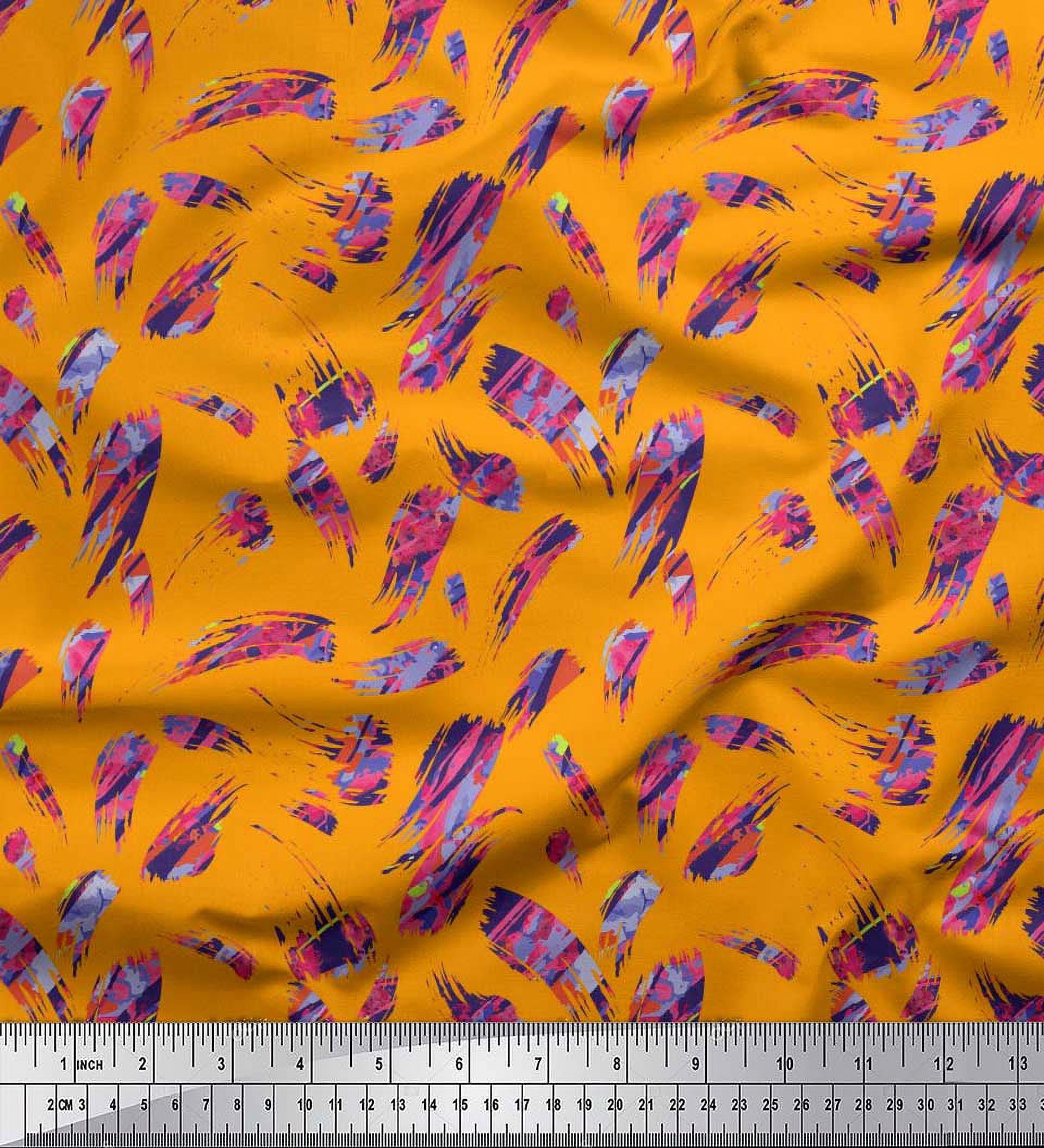 Soimoi Cotton Jersey Fabric Brush Stroke Abstract Print Fabric by the Yard 58 Inch Wide
