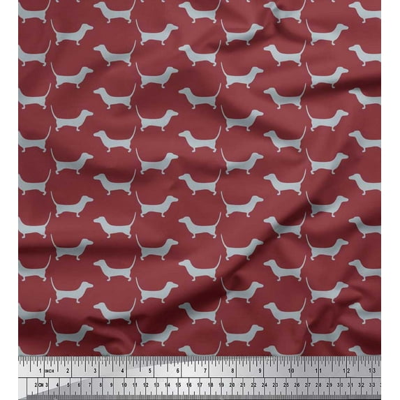 Soimoi Cotton Jersey Fabric Dachshund Dog Print Fabric by The Yard 58 Inch Wide