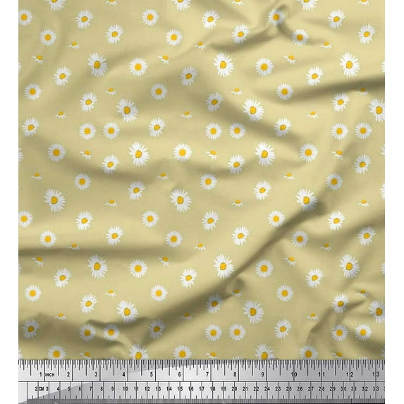 Soimoi Cotton Jersey Fabric Daisy Shirting Print Sewing Fabric Yard 58 Inch Wide