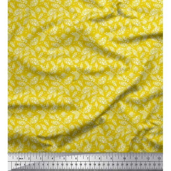 Soimoi Cotton Jersey Fabric Dot & Leaves Print Fabric by The Yard 58 Inch Wide
