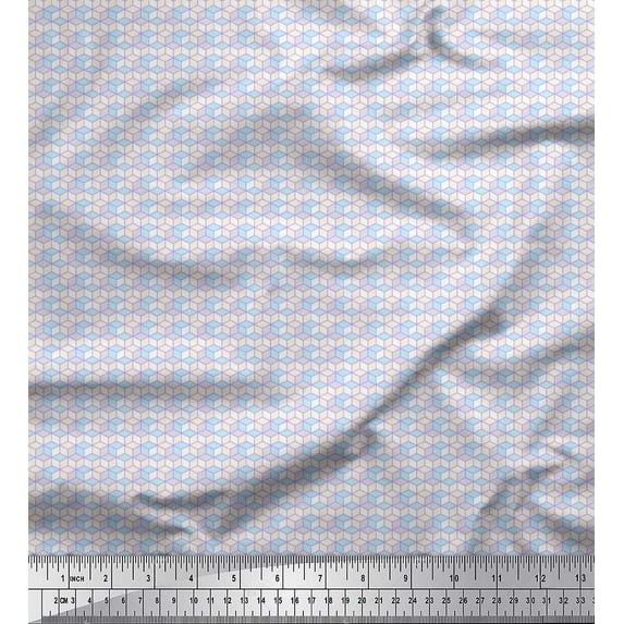 Soimoi Cotton Jersey Fabric Geometric Cube Shirting Print Fabric by The Yard 58 Inch Wide