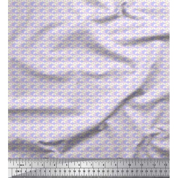 Soimoi Cotton Jersey Fabric Geometric Cube Shirting Printed Fabric 1 Yard 58 Inch Wide