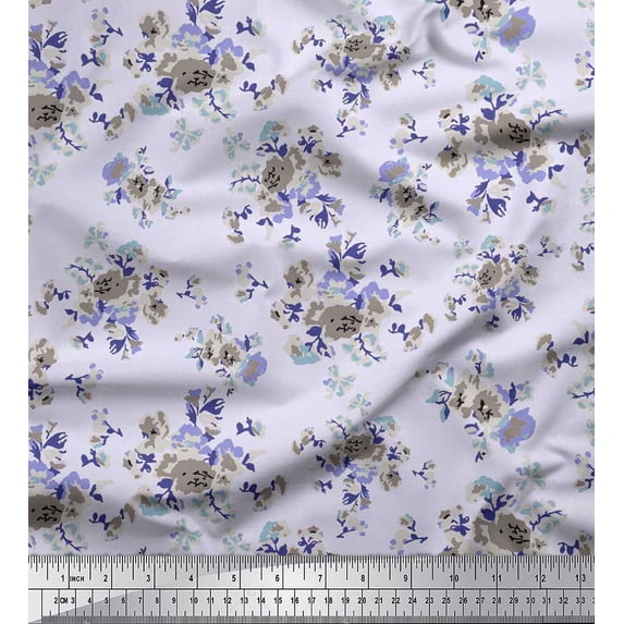 Soimoi Cotton Jersey Fabric Leaves & Floral Artistic Print Fabric by Yard 58 Inch Wide