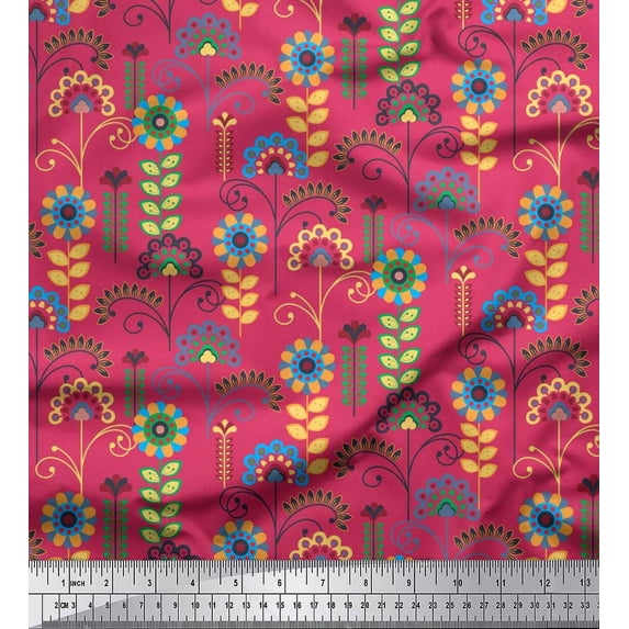 Soimoi Cotton Jersey Fabric Leaves & Floral Clip Art Fabric Prints by Yard 58 Inch Wide