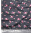 thumbnail image 1 of Soimoi Cotton Jersey Fabric Leaves & Pink Rose Floral Print Fabric by The Yard 58 Inch Wide, 1 of 3