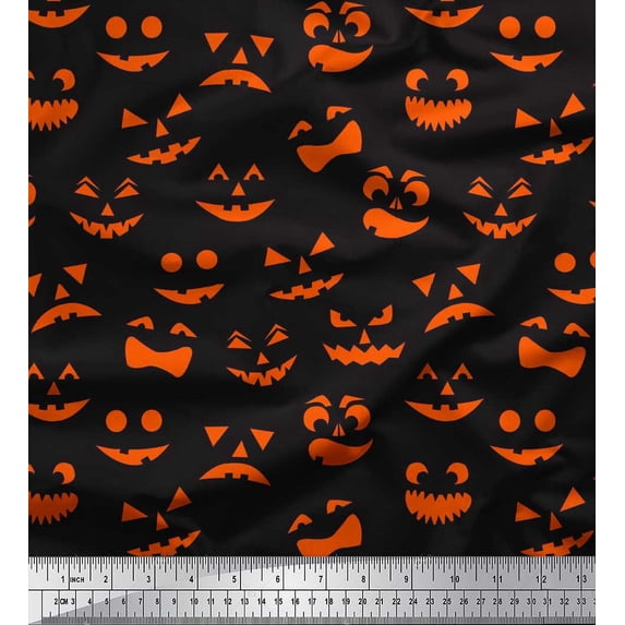 Soimoi Cotton Jersey Fabric Monster Face Halloween Printed Fabric 1 Yard 58 Inch Wide