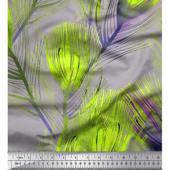 Soimoi Cotton Jersey Fabric Peacock Feather Decor Fabric Printed Yard 58 Inch Wide