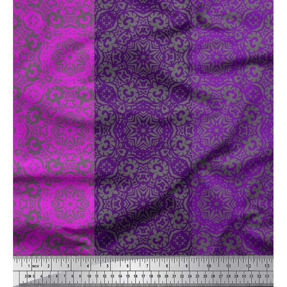 Soimoi Cotton Jersey Fabric Stripe & Mandala Kaleidoscope Printed Craft Fabric by the Yard 58 Inch Wide