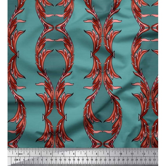 Soimoi Cotton Jersey Fabric Stripe & Ogee Damask Printed Fabric 1 Yard 58 Inch Wide