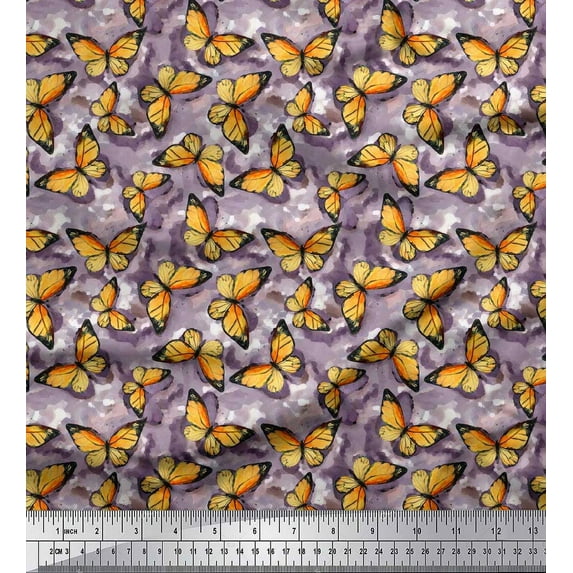 Soimoi Cotton Jersey Fabric Texture & Butterfly Print Fabric by Yard 58 Inch Wide