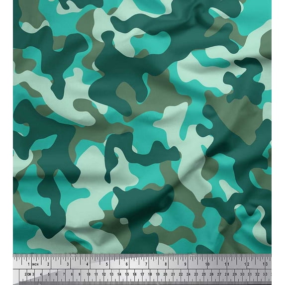 Soimoi Cotton Jersey Fabric Two Tone Camouflage Print Fabric by the Yard 58 Inch Wide