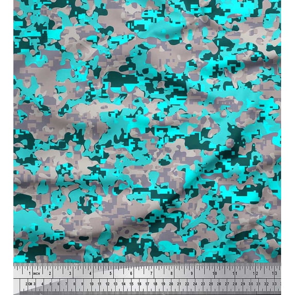 Soimoi Cotton Jersey Fabric Two Tone With Grey Camouflage Print Fabric by the Yard 58 Inch Wide