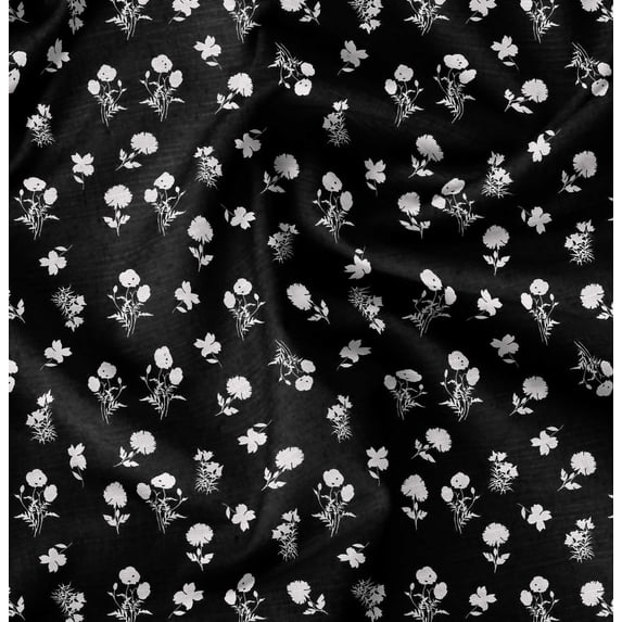 Soimoi Cotton Poplin Black Fabric By the Yard - 42 Inch Wide - Florals, Leaves Print Fabric - Elegant & Beautiful Patterns for Fashion and Home Decor Printed Fabric