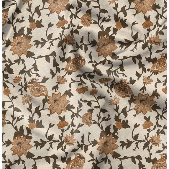 Soimoi Cotton Poplin Brown Fabric By the Yard - 42 Inch Wide -Florals Print Fabric - Elegant and Timeless Patterns for Fashion and Home Decor Printed Fabric
