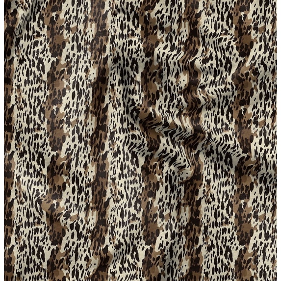 Soimoi Cotton Poplin Brown Fabric By the Yard - 42 Inch Wide - Animal Skin Fabric - Fierce and Exotic Textile for Fashion and Home Printed Fabric