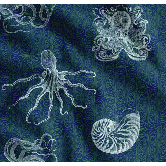 Soimoi Cotton Poplin Fabric Animal Skin,Shell & Octopus Ocean Printed Craft Fabric by The Yard 56 Inch Wide
