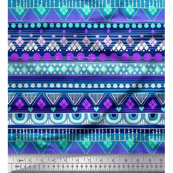 Soimoi Cotton Poplin Fabric Aztec Geometric Printed Craft Fabric by The Yard 56 Inch Wide