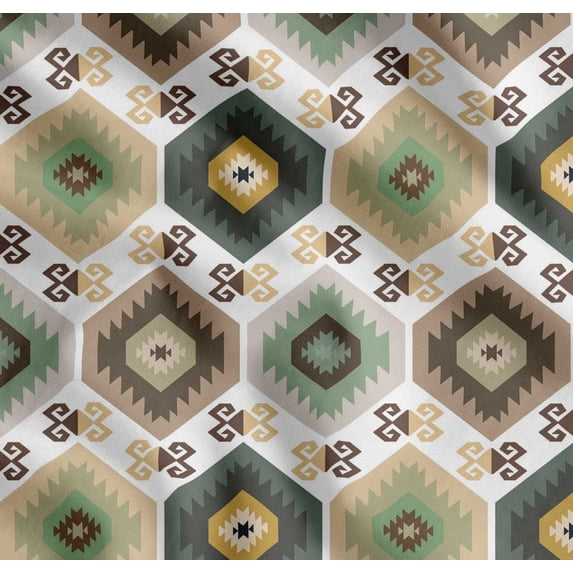 Soimoi Cotton Poplin Fabric Aztec & Ikat Kilim Print Fabric by Yard 56 Inch Wide