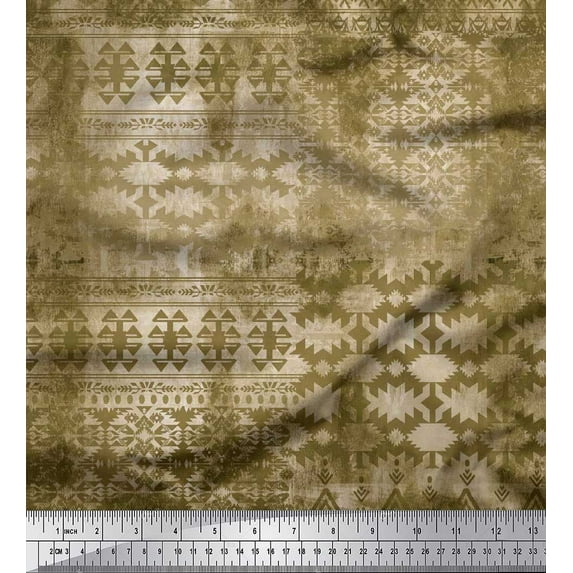 Soimoi Cotton Poplin Fabric Aztec Southwestern Print Fabric by the Yard 42 Inch Wide