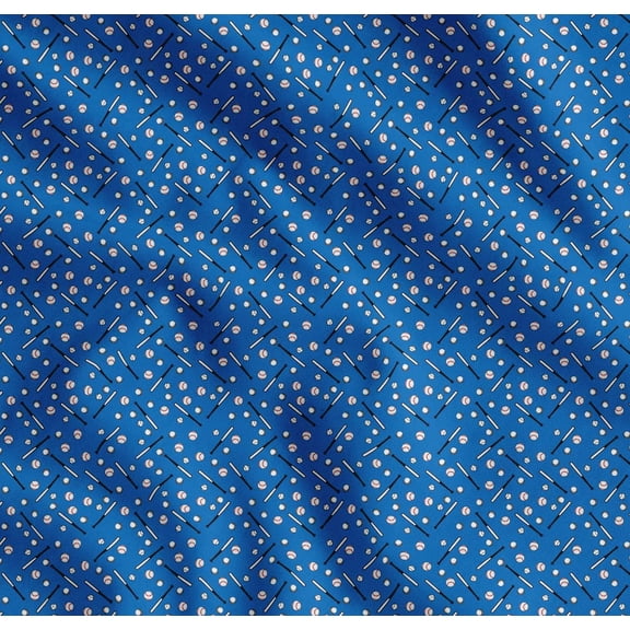 Soimoi Cotton Poplin Fabric Baseball Sports Print Fabric by Yard 42 Inch Wide