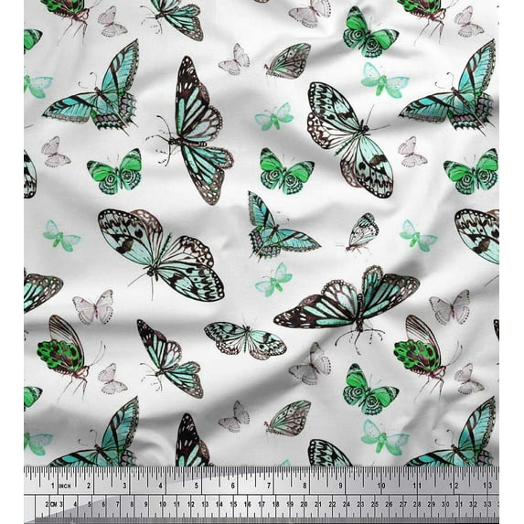 Soimoi Cotton Poplin Fabric Butterflies Butterfly Print Fabric by The Yard 56 Inch Wide