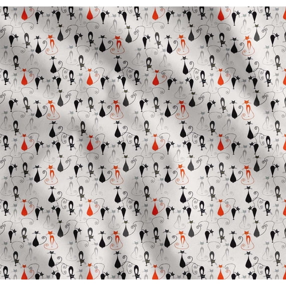 Soimoi Cotton Poplin Fabric Cat Animal Print Fabric by The Yard 56 Inch Wide