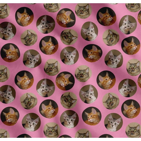 Soimoi Cotton Poplin Fabric Cat Face Animal Printed Craft Fabric by The Yard 42 Inch Wide