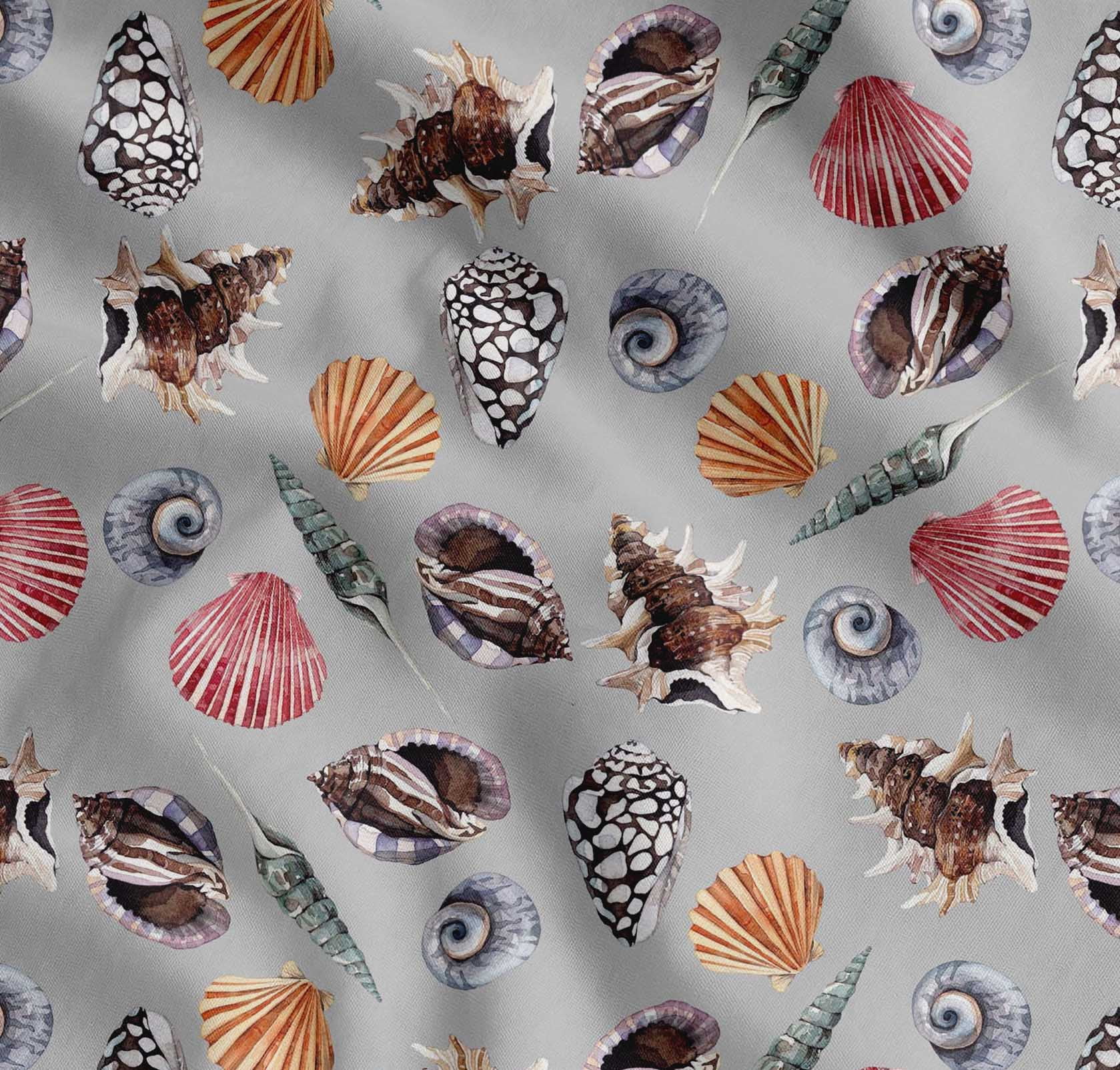Shell Print Cloth Texture Soimoi Cotton Poplin Fabric Colorful Shells Ocean Print Fabric by Yard ...