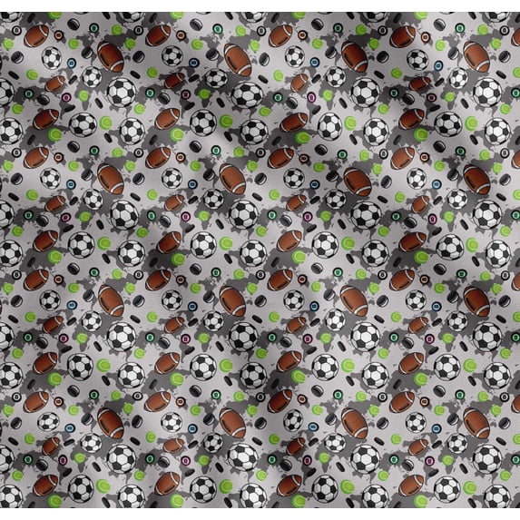 Soimoi Cotton Poplin Fabric Cricket Ball,Rugby & Football Sports Printed Fabric 1 Yard 56 Inch Wide