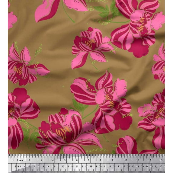 Soimoi Cotton Poplin Fabric Dot & Floral Artistic Print Sewing Fabric Yard 42 Inch Wide