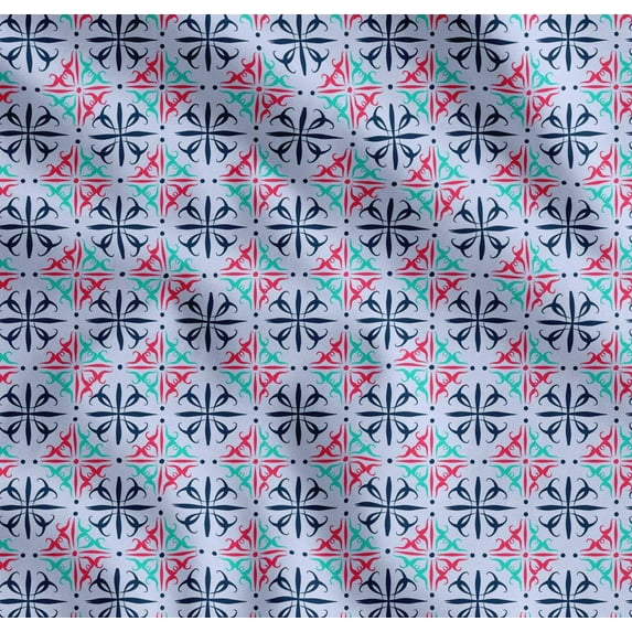 Soimoi Cotton Poplin Fabric Dot & Swirl Artistic Printed Fabric 1 Yard 56 Inch Wide