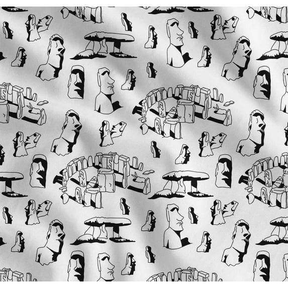 Soimoi Cotton Poplin Fabric Easter Island Statue Face Fabric Prints By Yard 56 Inch Wide