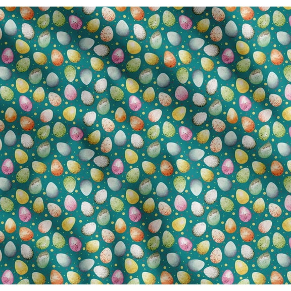 Soimoi Cotton Poplin Fabric Egg Easter Print Fabric by Yard 42 Inch Wide