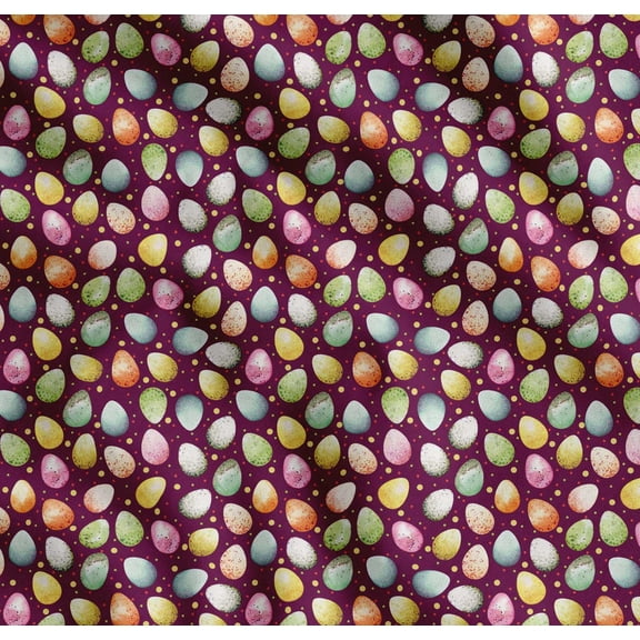 Soimoi Cotton Poplin Fabric Egg Easter Printed Fabric 1 Yard 56 Inch Wide