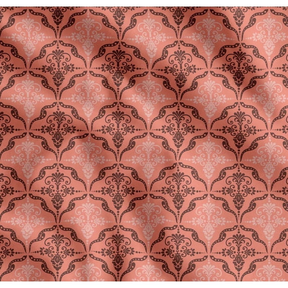 Soimoi Cotton Poplin Fabric Filigree Damask Printed Craft Fabric by the Yard 42 Inch Wide