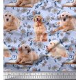thumbnail image 1 of Soimoi Cotton Poplin Fabric Floral,Book & Golden Retriever Dog Print Sewing Fabric Yard 56 Inch Wide, 1 of 1