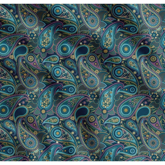 Soimoi Cotton Poplin Fabric Floral & Paisley Decor Fabric Printed Yard 42 Inch Wide