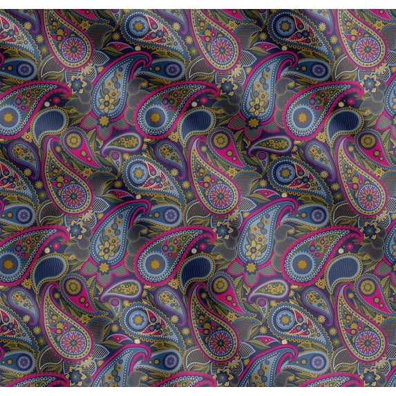 Soimoi Cotton Poplin Fabric Floral & Paisley Decor Fabric Printed Yard 56 Inch Wide