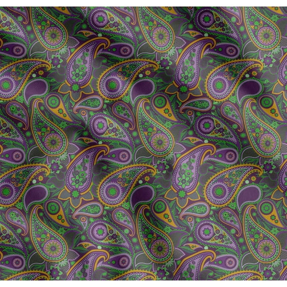 Soimoi Cotton Poplin Fabric Floral & Paisley Printed Fabric 1 Yard 42 Inch Wide