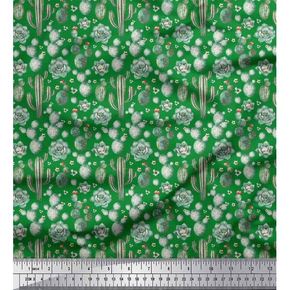 Soimoi Cotton Poplin Fabric Floral,Succulents & Cactus Tree Print Fabric by The Yard 56 Inch Wide