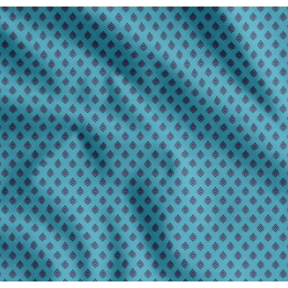 Soimoi Cotton Poplin Fabric Geometric Scale Design,Floral & Ogee Damask Print Fabric by Yard 42 Inch Wide