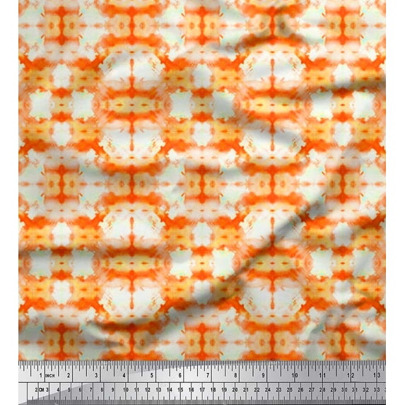Soimoi Cotton Poplin Fabric Geometric Tie-Dye Printed Fabric 1 Yard 42 Inch Wide