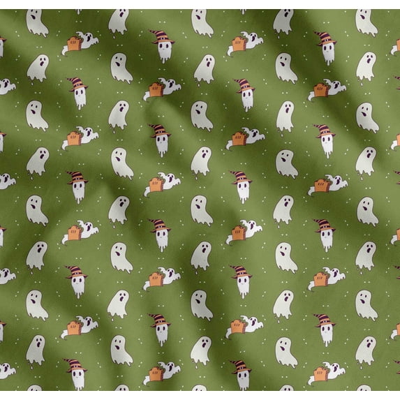 Soimoi Cotton Poplin Fabric Ghost Halloween Fabric Prints by Yard 56 Inch Wide