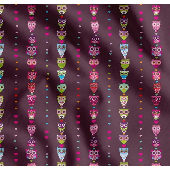 Soimoi Cotton Poplin Fabric Heart & Owl Kids Fabric Prints by Yard 56 Inch Wide