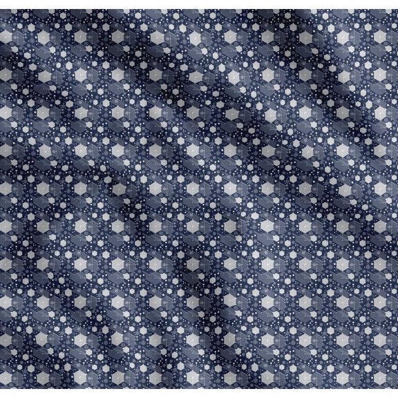 Soimoi Cotton Poplin Fabric Hexagon Shirting Print Sewing Fabric Yard 42 Inch Wide
