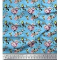 thumbnail image 1 of Soimoi Cotton Poplin Fabric Hummingbird,Leaves & Rose Floral Decor Fabric Printed Yard 42 Inch Wide, 1 of 1