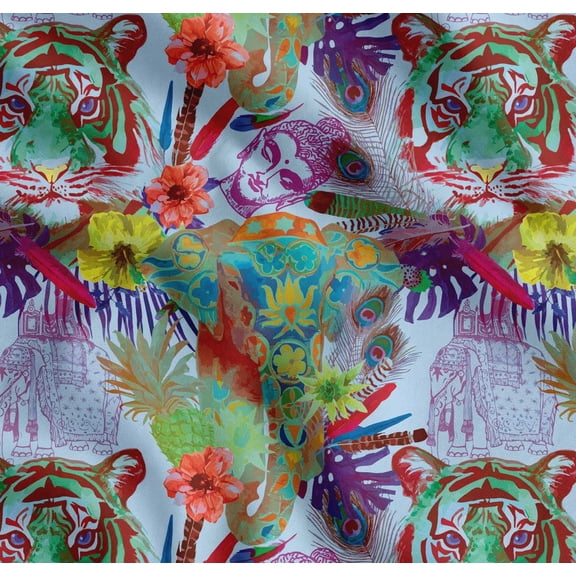 Soimoi Cotton Poplin Fabric Indian Traditional Ethnic Print Fabric by the Yard 56 Inch Wide