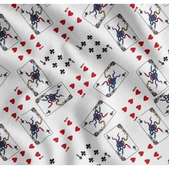 Soimoi Cotton Poplin Fabric Indoor Game Poker Card Sports Print Fabric by the Yard 42 Inch Wide